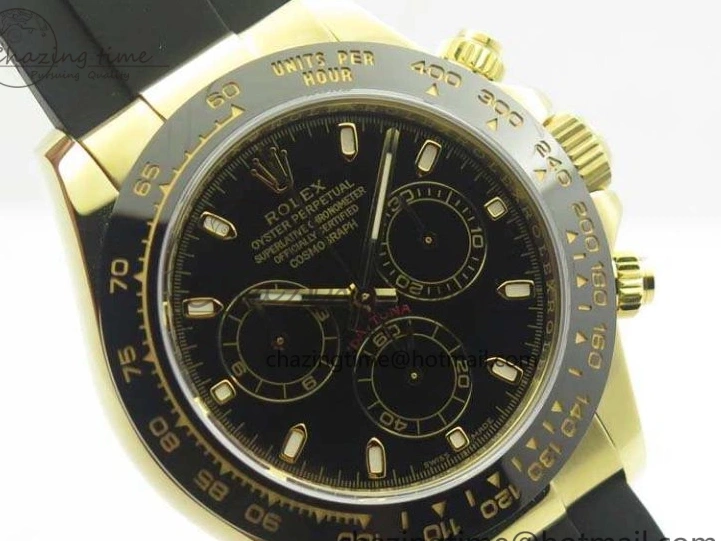 Daytona 1:1 Clone 116518 LN YG Dial Best Black ARF Rubber A4130 On Strap Super Edition 0303